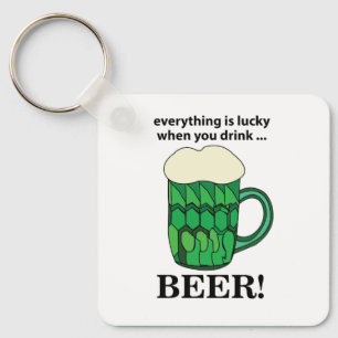 Green Beer Lucky St Patricks Day Green Beer Key Ring