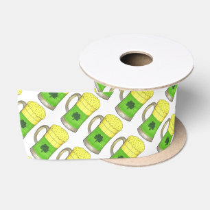 Green Beer Mug Shamrock Saint Paddy's Day Satin Ribbon