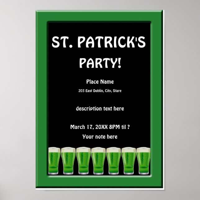 Green Beer St Patrick's Party Poster 2 (Front)