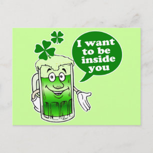 Green beer wants to be inside you postcard
