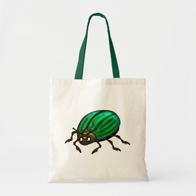 Green Beetle Bug Canvas Tote Bag (Front)