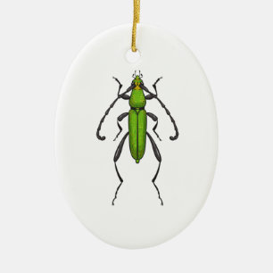 Green beetle ceramic tree decoration