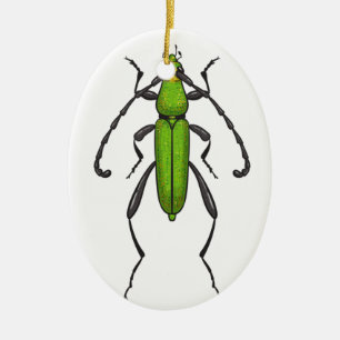 Green beetle ceramic tree decoration