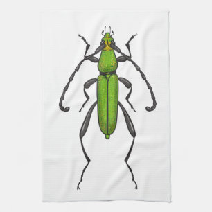 Green beetle tea towel