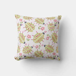 Green Beetles Pattern Insect Lover Goblincore Cushion