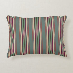 Green, Beige and Pink Stripes Decorative Cushion