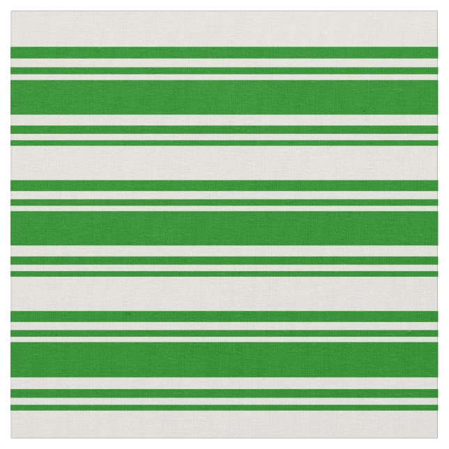 Green & Beige Coloured Lined/Striped Pattern Fabric (Close Up)