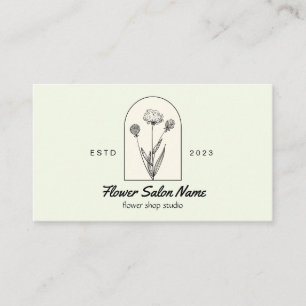 Green Beige Elegant Dandelion Flower Florist  Business Card