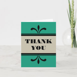 Green/Beige Fancy Art Deco Thank You Card