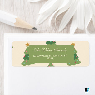 Green Beige Modern Christmas Tree Pattern