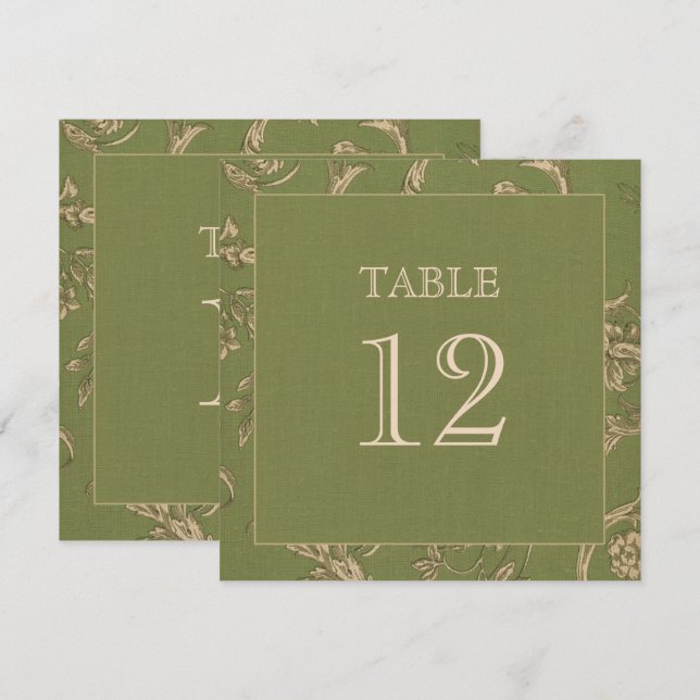 Green Beige Vintage Pattern Burlap Texture Wedding Invitation (Front/Back)