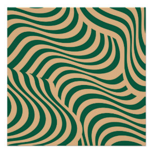 Green Beige Zebra Stripe Minimalist Spring Summer  Poster