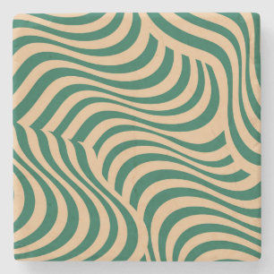 Green Beige Zebra Stripe Minimalist Spring Summer Stone Coaster