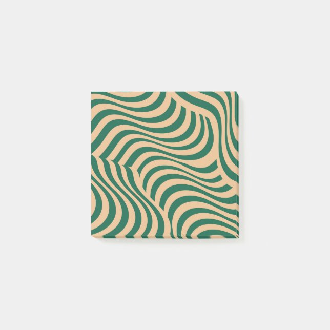 Green Beige Zebra Wavy Stripe Modern Spring Summer Post-it Notes (Front)