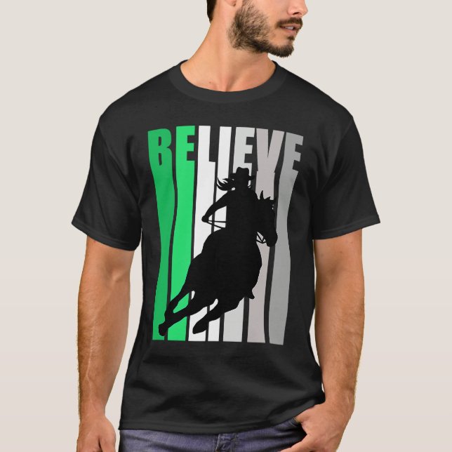 Green Believe Cowgirl Motivational Inspiring Farm  T-Shirt (Front)