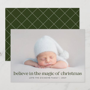 Green Believe in the Magic of Christmas Photo Holiday Card