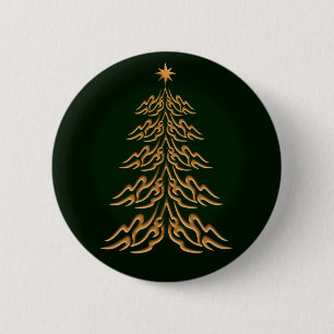 Green Bell Christmas Tree Button