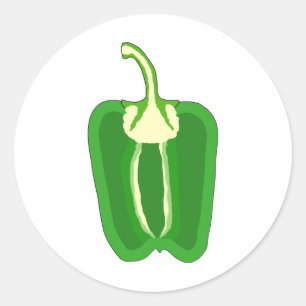 Green Bell Pepper. Halved. Classic Round Sticker