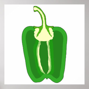 Green Bell Pepper. Halved. Poster