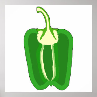Green Bell Pepper. Halved. Poster
