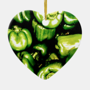 Green Bell Peppers Ceramic Tree Decoration