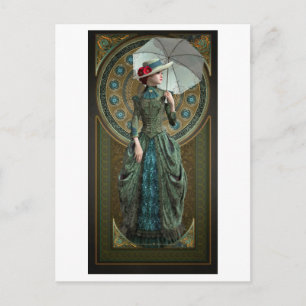 Green Belle Epoque Gown Postcard