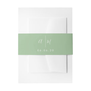 Green Belly Band, Editable Monogram Invitation Belly Band