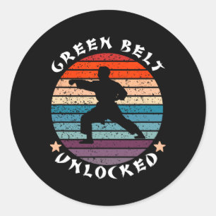 Green Belt Level Unlocked Achievement Karate Keep  Classic Round Sticker