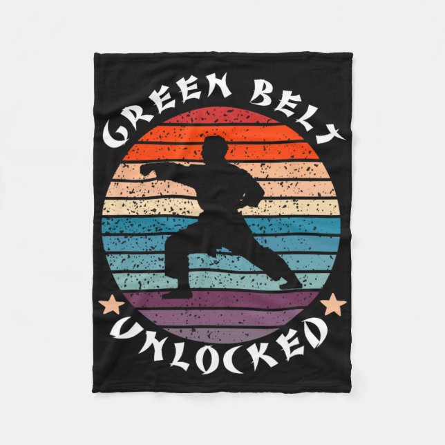 Green Belt Level Unlocked Achievement Karate Keep  Fleece Blanket (Front)