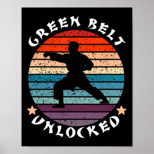 Green Belt Level Unlocked Achievement Karate Keep Poster
