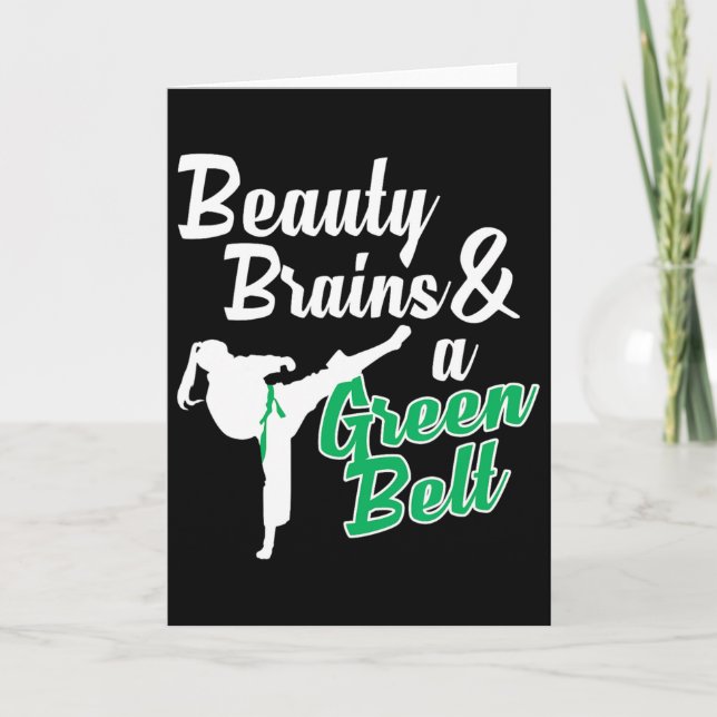 Green Belt Taekwondo Martial Arts Funny Judo Quote Card (Front)