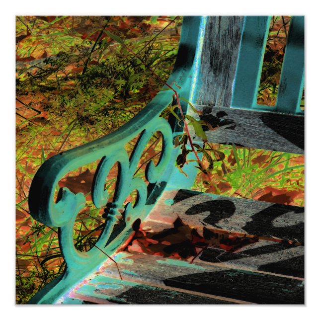 "Green Bench" A Digitally Altered and Edited Photo Print (Front)
