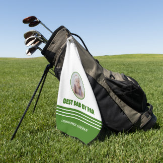 Green Best Dad By Par Photo Golfer Sports Golf Towel