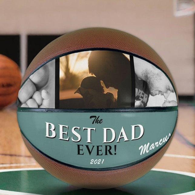 Green Best Dad Ever Father`s Day Keepsake 3 Photo  Basketball (Creator Uploaded)