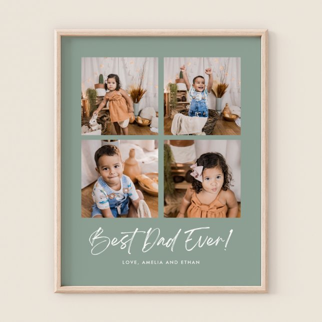 Green Best Dad Ever Four Photo  Poster (Creator Uploaded)
