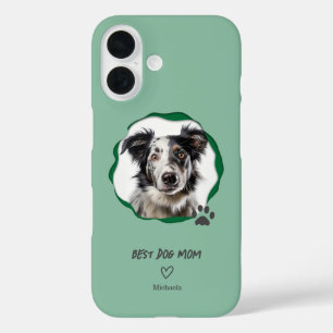 Green Best Dog Mom Photo iPhone 16 Case