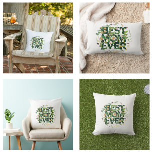 Green Best Mum Ever Mother's Day Gifts Lumbar Cushion