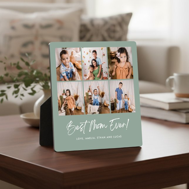 Green Best Mum Ever Six Photo Plaque (Creator Uploaded)