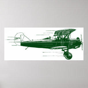 Green Bi Plane Poster