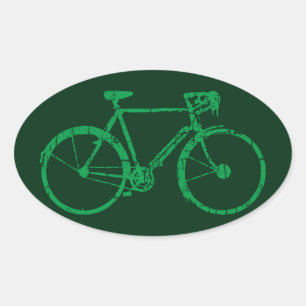 green bicycle . biking cool oval sticker