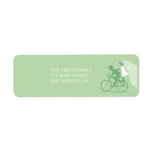 Green Bicycle Couple Wedding Return Address Label