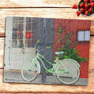 Green Bicycle In Brushstrokes Jigsaw Puzzle