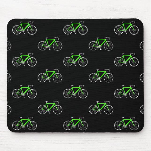 green bicycle on black mouse mat (Front)