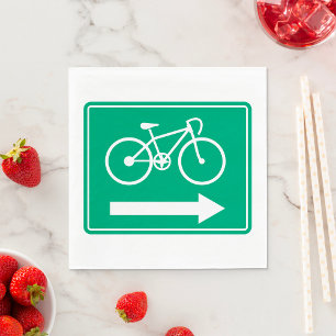 Green Bicycle Path Right Arrow Directional Sign Napkin