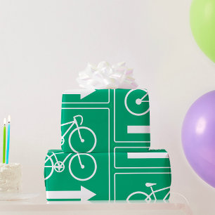 Green Bicycle Path Right Arrow Directional Sign Wrapping Paper