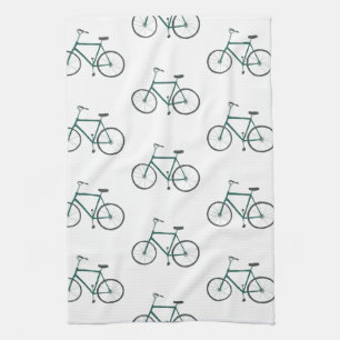 Green bicycles bikes pattern kitchen towel