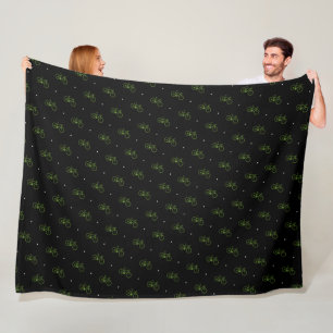 Green Bicycles on Black Fleece Blanket