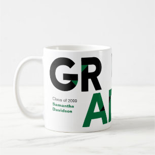Green Big Bold Angle-Cut Letters Graduation Coffee Mug