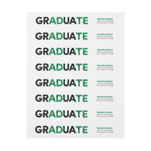Green Big Bold Angle-Cut Letters Graduation Wrap Around Label
