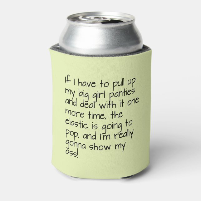 Green Big Girl Panties Saying Name Personalised Can Cooler (Can Back)